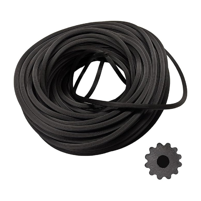 Screen Spline - 0.150", 100'ft - Round Serrated Screen Retainer Spline - Black