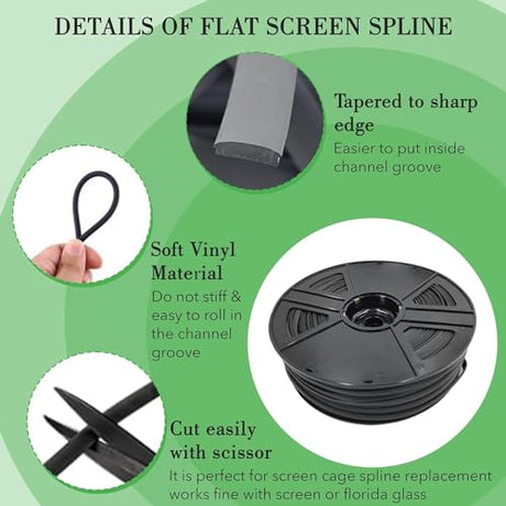 0.135 Inch Window Screen Spline black vinyl