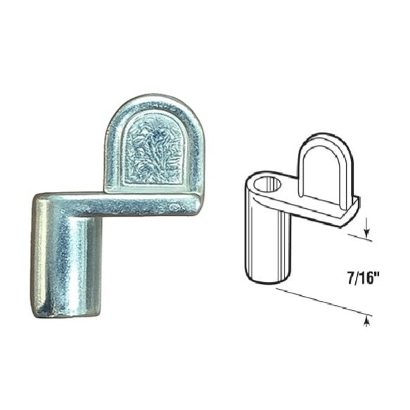 7/16 Inch Window Screen Clips, Diecast Zinc Screen Fasteners (100 Pack) side and top view with dimensions.