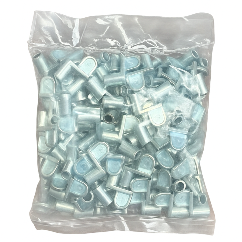 7/16 Inch Window Screen Clips, Diecast Zinc Screen Fasteners (100 Pack) in clear plastic bag.